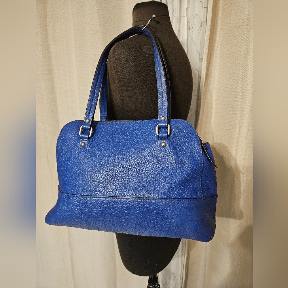 Kate Spade Glove Court Lainey 14 Karat Plated Blue Leather Double Zip Purse Bag - Picture 12 of 16